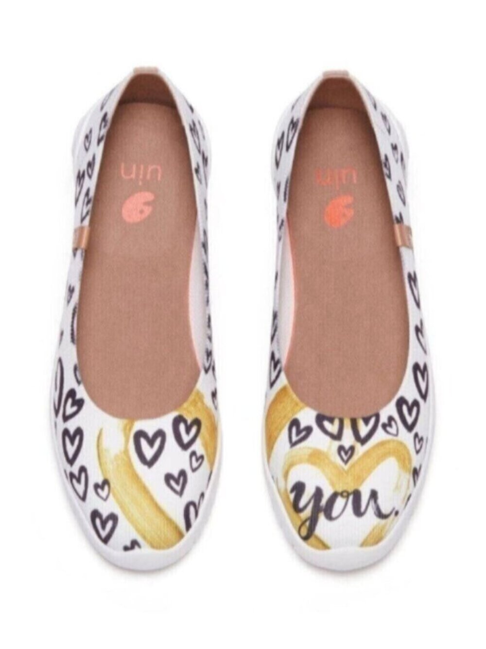 Women’s Size 10.5 UIN Te Amo Art Hearts Flats Slip-On Comfy Shoes Knitted